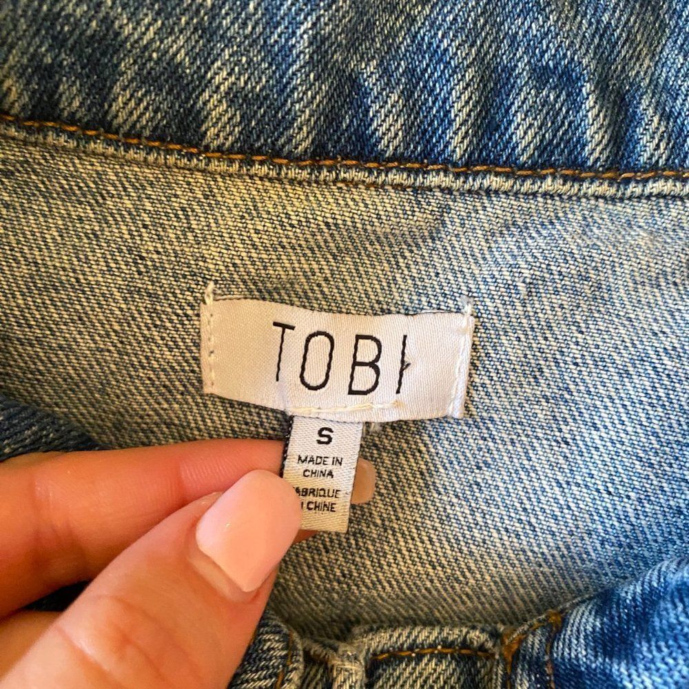 Tobi Oversized Distressed Blue Denim Jean Jacket - Picture 8 of 12